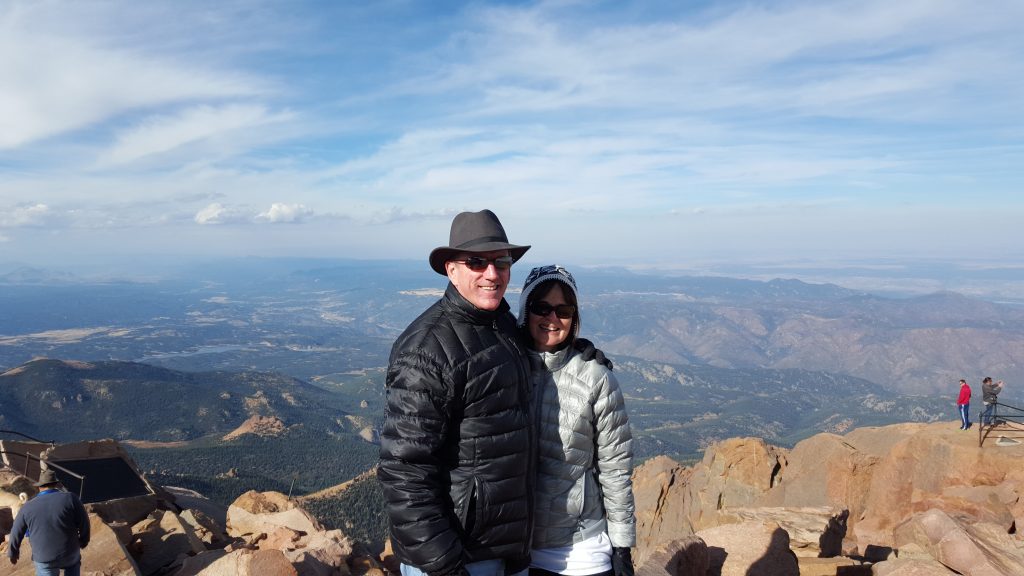 Jerry and Roanne at Pikes Peak summit, Colorado