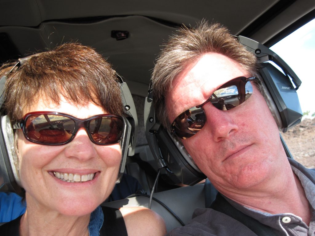 Roanne and Jerry on helicopter in Hawaii